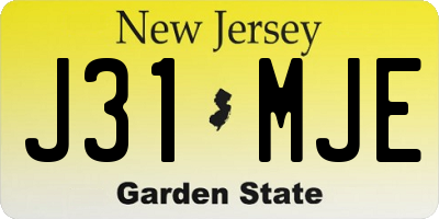 NJ license plate J31MJE
