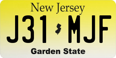 NJ license plate J31MJF