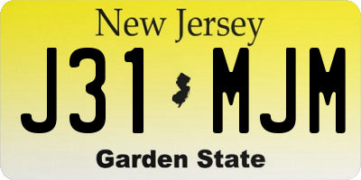 NJ license plate J31MJM