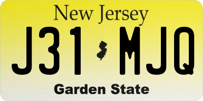 NJ license plate J31MJQ