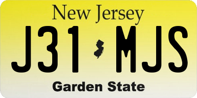 NJ license plate J31MJS
