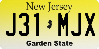NJ license plate J31MJX