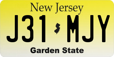 NJ license plate J31MJY