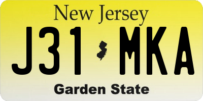 NJ license plate J31MKA