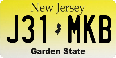 NJ license plate J31MKB