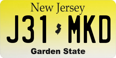 NJ license plate J31MKD