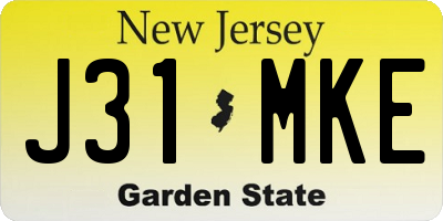 NJ license plate J31MKE