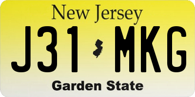 NJ license plate J31MKG