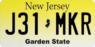 NJ license plate J31MKR