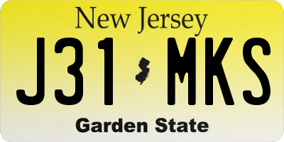 NJ license plate J31MKS