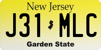 NJ license plate J31MLC