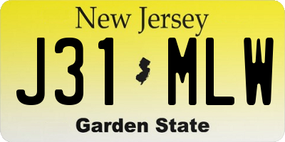 NJ license plate J31MLW