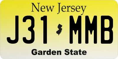 NJ license plate J31MMB