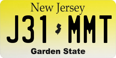 NJ license plate J31MMT