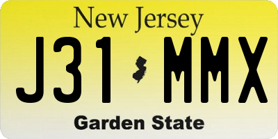 NJ license plate J31MMX