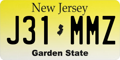 NJ license plate J31MMZ