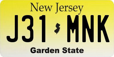 NJ license plate J31MNK