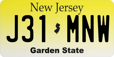 NJ license plate J31MNW