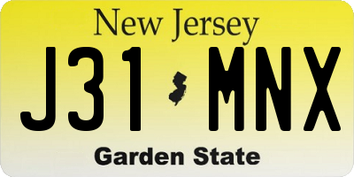 NJ license plate J31MNX
