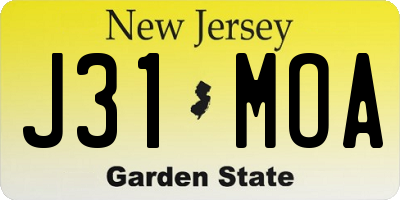 NJ license plate J31MOA