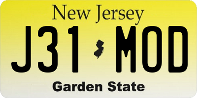 NJ license plate J31MOD