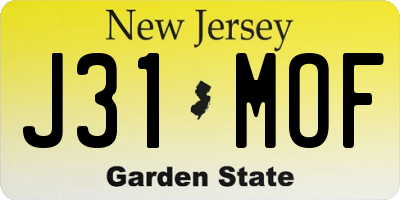 NJ license plate J31MOF