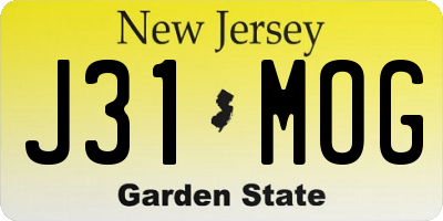 NJ license plate J31MOG