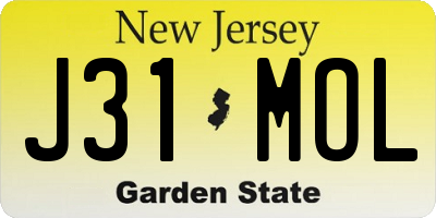 NJ license plate J31MOL