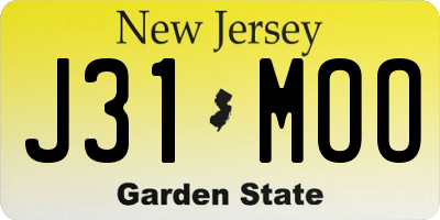 NJ license plate J31MOO