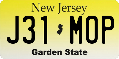 NJ license plate J31MOP