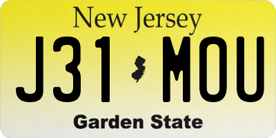 NJ license plate J31MOU