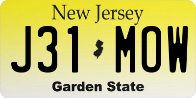 NJ license plate J31MOW