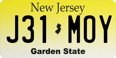 NJ license plate J31MOY
