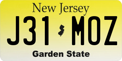 NJ license plate J31MOZ