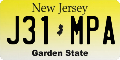 NJ license plate J31MPA