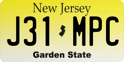 NJ license plate J31MPC