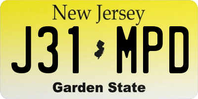 NJ license plate J31MPD