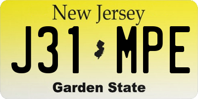 NJ license plate J31MPE