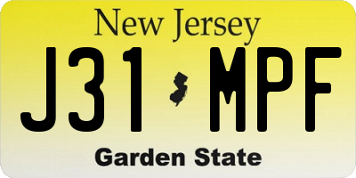 NJ license plate J31MPF