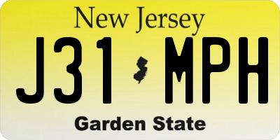 NJ license plate J31MPH