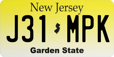 NJ license plate J31MPK