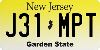 NJ license plate J31MPT
