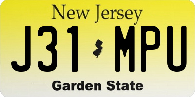 NJ license plate J31MPU