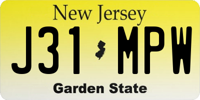 NJ license plate J31MPW