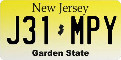 NJ license plate J31MPY