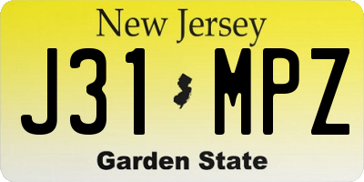 NJ license plate J31MPZ