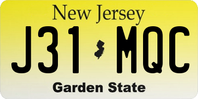 NJ license plate J31MQC