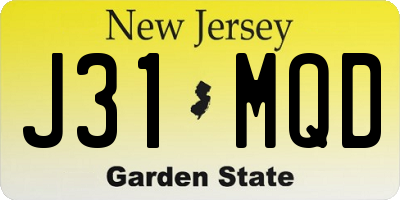 NJ license plate J31MQD