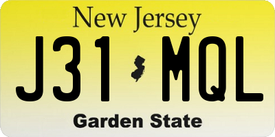 NJ license plate J31MQL