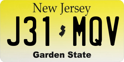 NJ license plate J31MQV